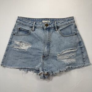 $90 Billabong x The Salty Blonde denim shorts Size 26 Sexy Short Shorts Distress